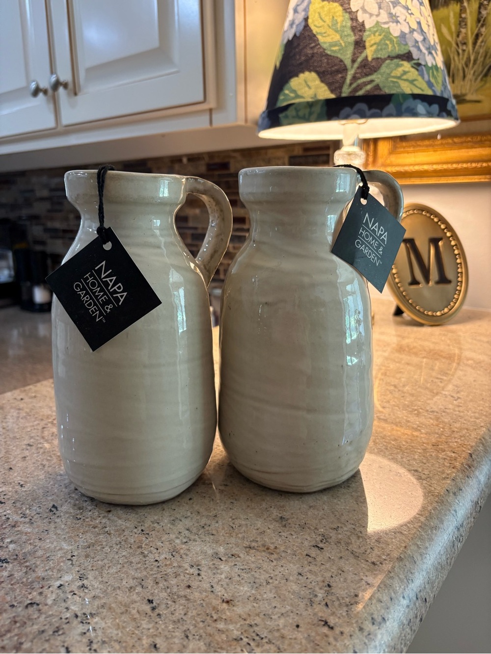 Napa Home & Garden Cream Ceramic Pitcher Vase Set of 2
